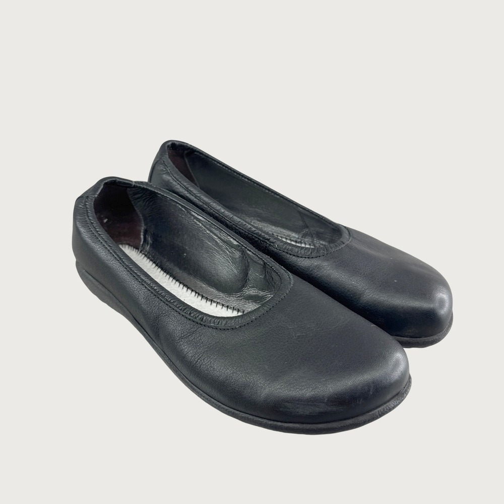 Naot Womens Leather Ballet Flats Slip On Comfort Shoes Black EU 38 7 7.5 *READ)